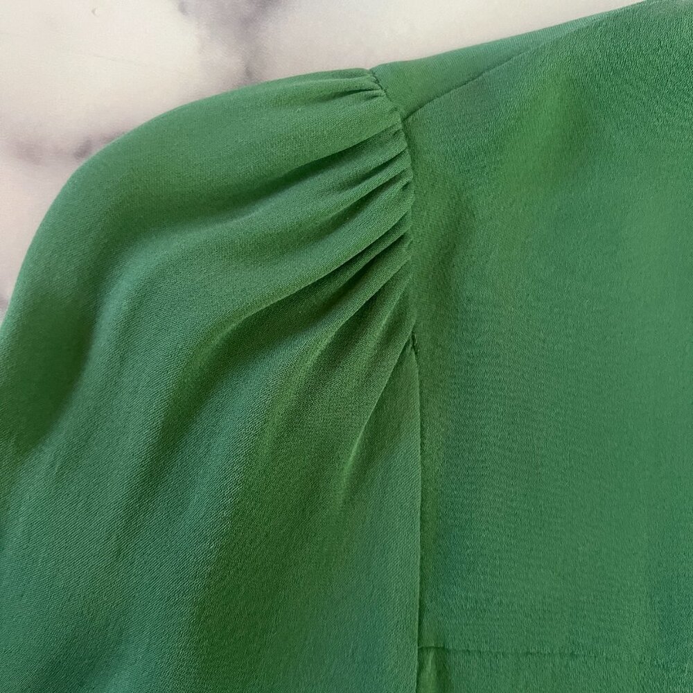 J. Crew Silk Blouse, Emerald Green, Size 8P - Picture 5 of 8